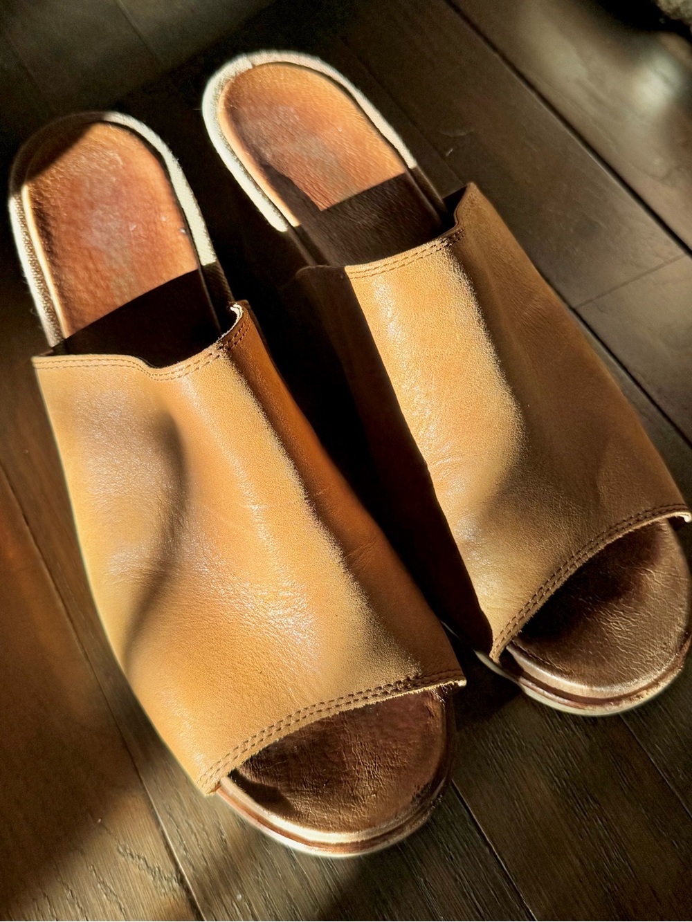 Sorel Joanie Mule II Leather Sandal — Camel — Size 40